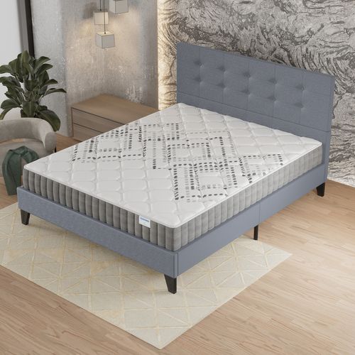 Ensemble 140x200 cm, lit avec tête de lit + matelas ressorts ensachés, ép.20cm accueil mousse HR