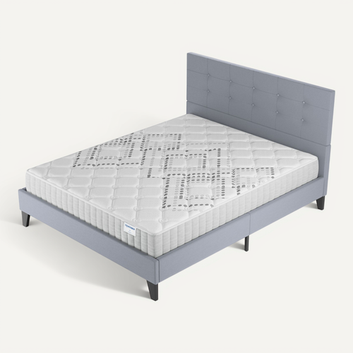 Ensemble 140x200 cm, lit avec tête de lit + matelas ressorts ensachés, ép.20cm accueil mousse HR