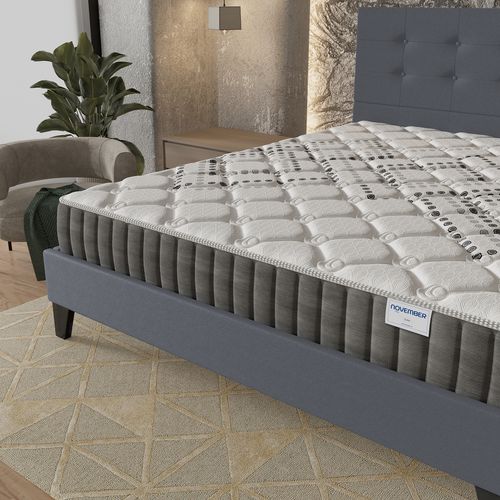 Ensemble 140x200 cm, lit avec tête de lit + matelas ressorts ensachés, ép.20cm accueil mousse HR