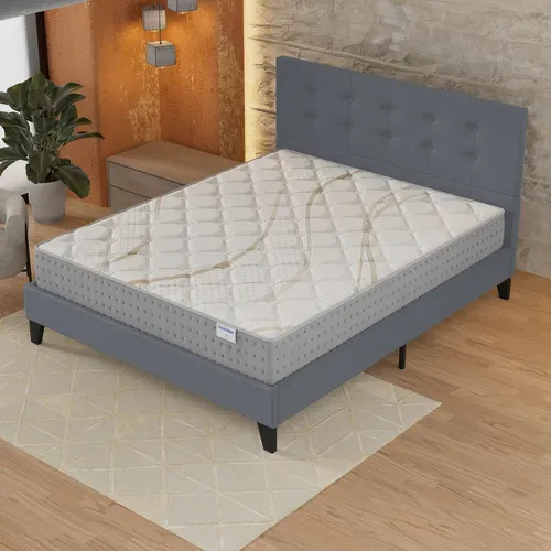 Ensemble 140x190 cm, lit avec tête de lit + matelas ressorts ensachés, ép.25cm accueil mousse HR