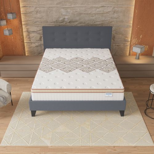 Ensemble 140x200 cm, lit avec tête de lit + matelas ressorts ensachés, ép. 28cm accueil mousse HR