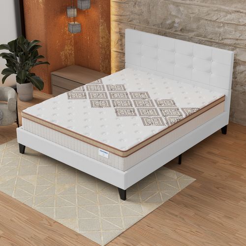Ensemble 120x190 cm, Lit avec tête de lit + Matelas Ressorts Ensachés, ép. 28cm accueil mousse HR