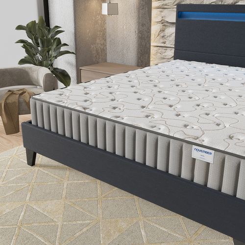Ensemble 160x200cm, Lit Éclairage LED + Matelas Mousse, Ép.22cm Accueil Mémoire de Forme