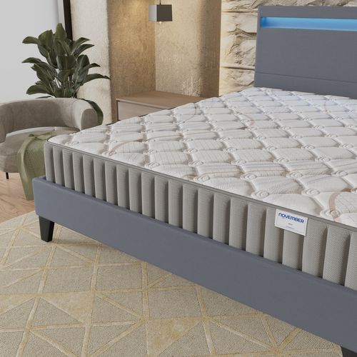 Ensemble 140x190cm, lit éclairage LED + matelas mousse, ép.22cm, accueil latex