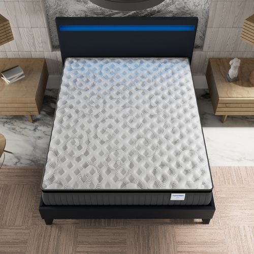Ensemble 140x190cm, lit éclairage LED + matelas ressorts ensachés, Ép.30cm accueil mémoire de forme