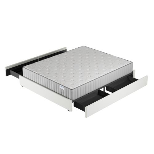 Ensemble 160x200 cm, Lit avec Tiroirs + Matelas mousse ép.22cm Accueil mémoire de forme