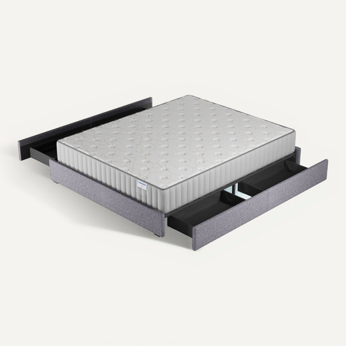 Ensemble 120x190 cm, Lit avec Tiroirs + Matelas mousse ép.16cm Accueil mémoire de forme