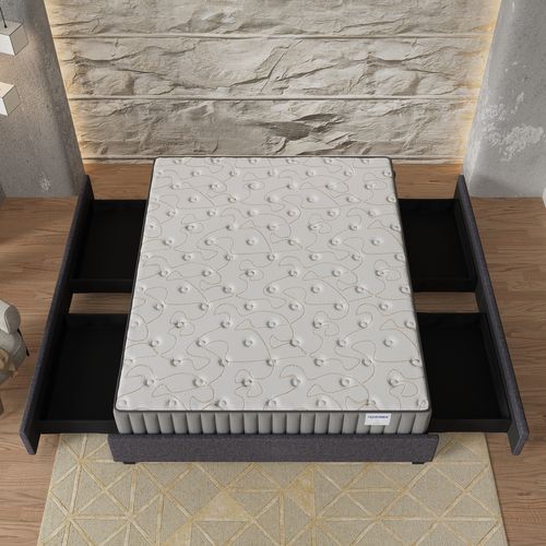 Ensemble 140x190 cm, Lit avec Tiroirs + Matelas mousse ép.16cm Accueil mémoire de forme