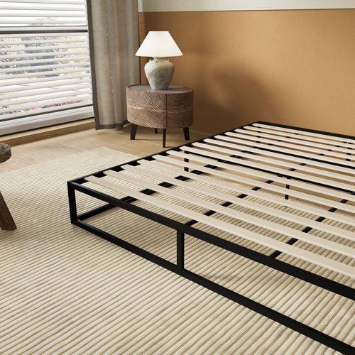 Lit 160 x 200 cm Cadre en acier, Lattes en bois