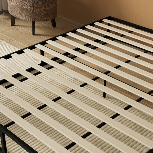 Lit 160 x 200 cm Cadre en acier, Lattes en bois