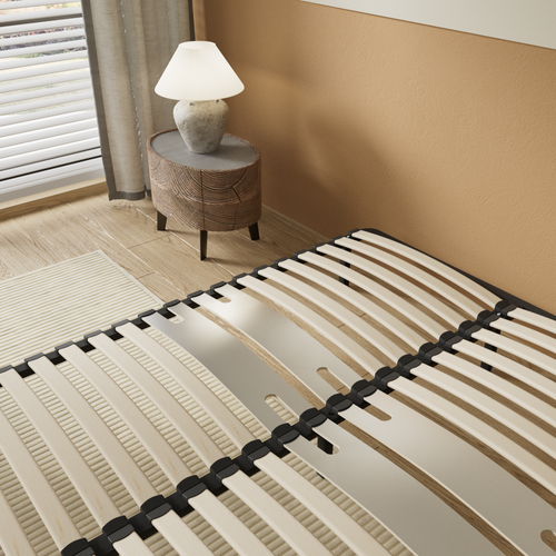 Sommier 90 X 200 Cm à Lattes En Bois - Renfort Lombaire - 7 Pieds – Résistant, Stable Et Durable