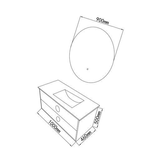 Meuble De Salle De Bain Simple Vasque 100cm Bois Et Vert Avec Miroir LED