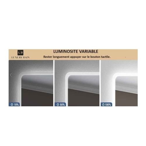 Miroir De Salle De Bain LED à Luminosité Variable 50x70cm Avec Cadre En Aluminium Noir