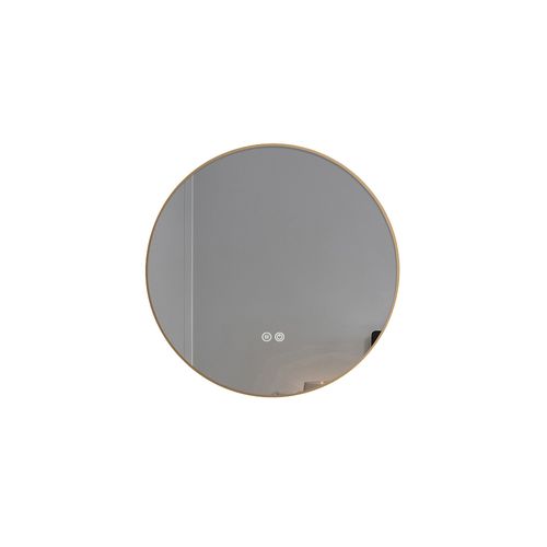 Miroir De Salle De Bain LED à Luminosité Variable 60cm Rond Avec Cadre En Aluminium Doré