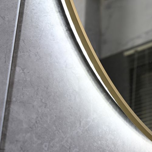 Miroir De Salle De Bain LED à Luminosité Variable 60cm Rond Avec Cadre En Aluminium Doré