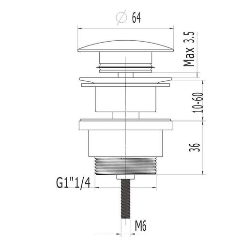 Bonde De Lavabo, Vasque, Evier Universelle Chromée Sans Trop Plein, Bonde Pop Up (push-up)