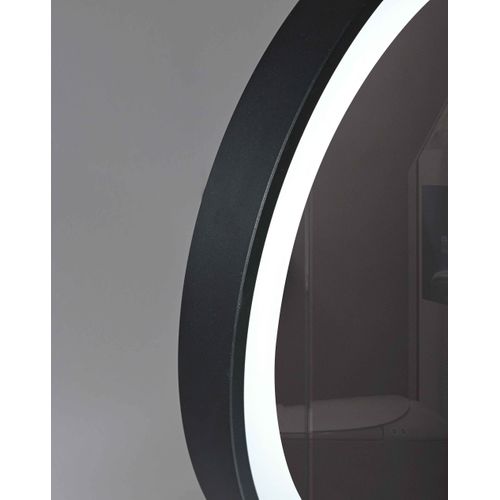 Miroir Salle De Bain, Coiffeuse à LED 45cm à Intensité Variable Avec Cadre En Aluminium Noir Lb-1200