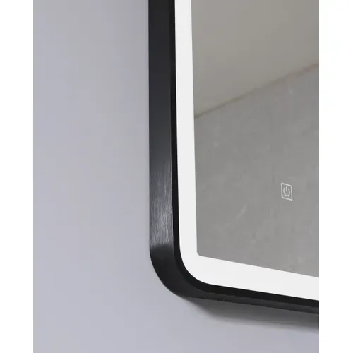 Miroir Salle De Bain LED 50x70cm Avec Cadre En Aluminium Noir Et Loupe Grossissante X3
