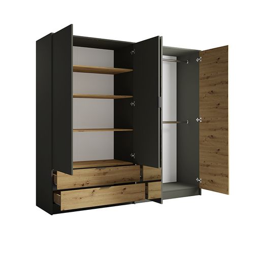 Armoire 4 Portes Avec Miroir + 2 Tiroirs Rimini