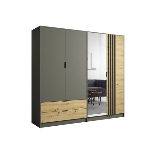 Armoire 4 Portes Avec Miroir + 2 Tiroirs Rimini