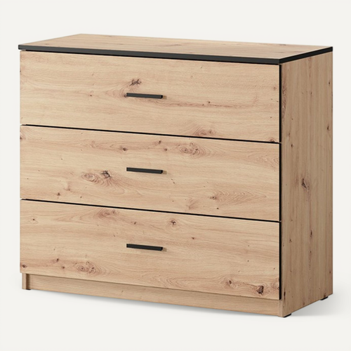 Commode 3 Tiroirs Nantes Noir Et Bois