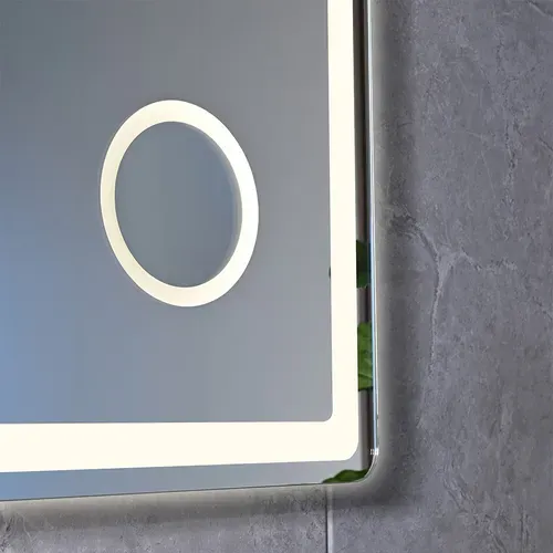 Miroir Salle De Bain LED 90x60cm Anti Buée Avec LED 3 Couleurs Et Loupe X3 Lb-3612