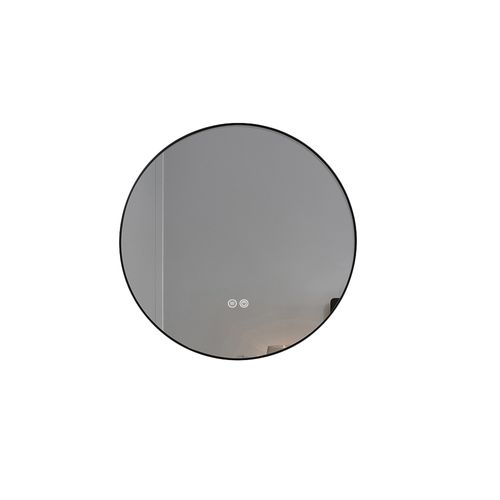 Miroir Salle De Bain LED Rond 80cm Anti Buée Avec Cadre Noir Lb-4647ba
