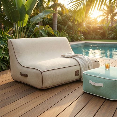 Pouf De Jardin Gonflable Numa Collection Soge - Vert D'eau