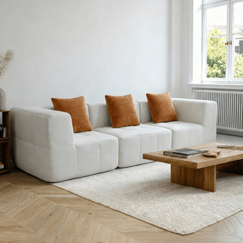 Canapé fixe compressé Eden Simple 3 places Blanc Orange