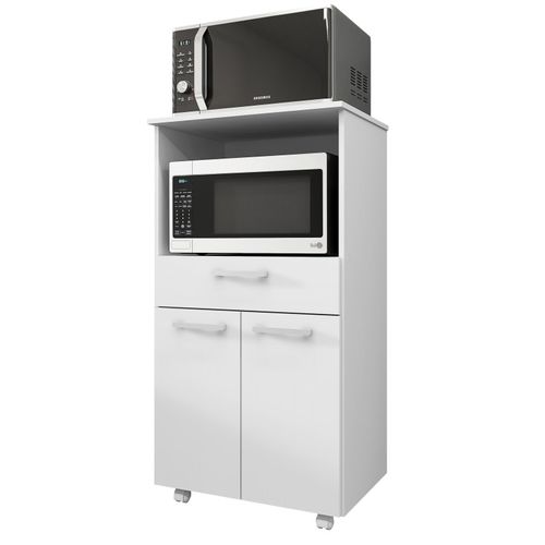 Meuble Micro-onde Blanc Mobile 2 Portes 1 Tiroir L 61 H 117.5 P 48.8 Cm