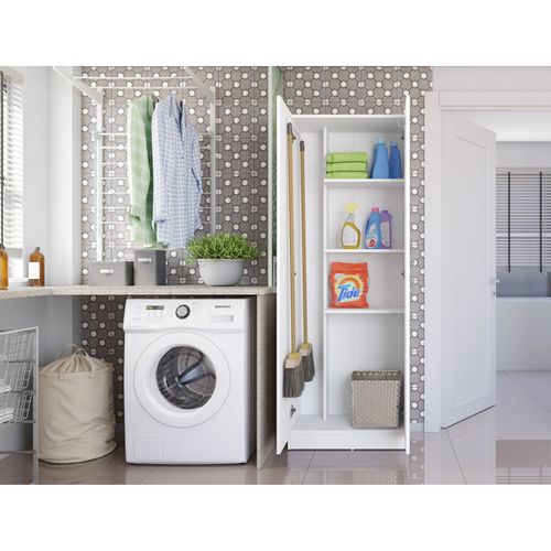 Armoire De Buanderie Et Cellier Blanche 5 Niches L 61 H 170 P 31.8 Cm
