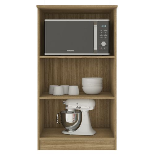 Armoire Micro-onde 2 Portes Chêne Et Blanc 3 Niches Orion L61 H110.6 P45.8 Cm