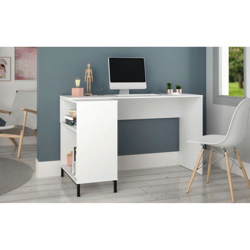 Bureau D'angle Blanc Et Meuble De Rangement 2 Niches