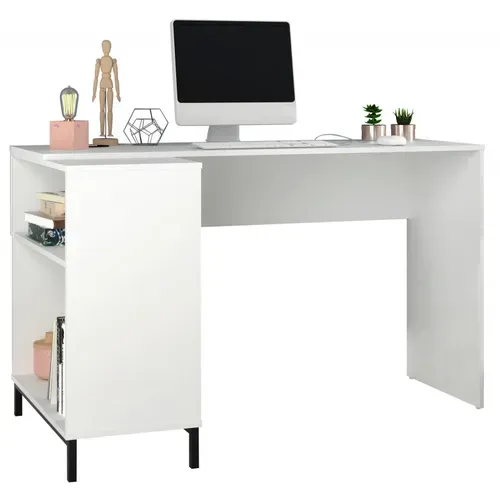Bureau D'angle Blanc Et Meuble De Rangement 2 Niches