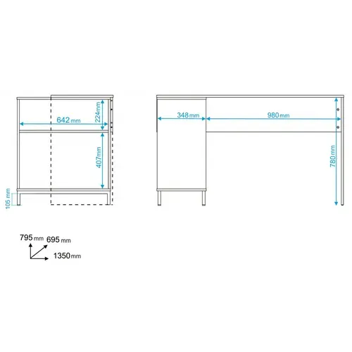 Bureau D'angle Blanc Et Meuble De Rangement 2 Niches