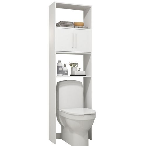 Armoire Wc 2 Portes Blanches 182 Cm 4 Niches