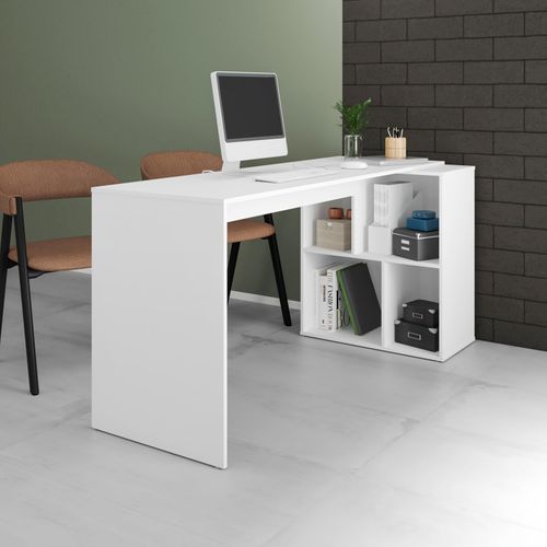 Bureau Et Rayonnage Blanc 4 Niches Office