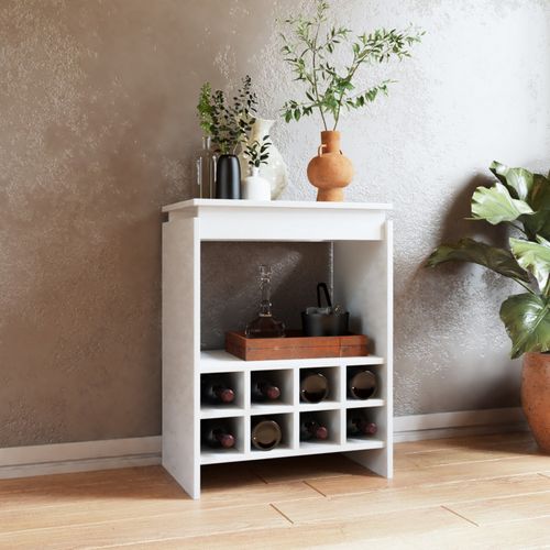 Console - Meuble Bar Blanc Rangement 8 Bouteilles Float