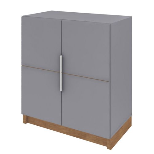 Armoire Basse 2 Portes Gris Mat 4 Niches L 68 H 76 P 37.6 Cm