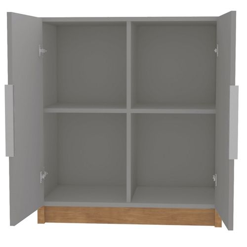 Armoire Basse 2 Portes Gris Mat 4 Niches L 68 H 76 P 37.6 Cm