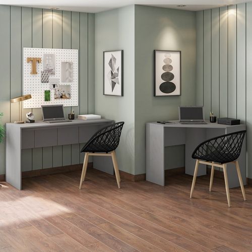 Bureau Gris Mat L 136 H 76 P 54 Cm