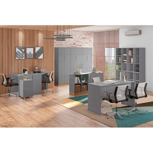 Bureau Gris Mat L 136 H 76 P 54 Cm