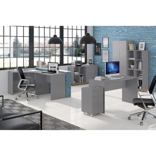 Caisson Roulant 3 Tiroirs Gris Mat 4 Roulettes L 36 H 64 P 36 Cm