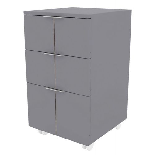 Caisson Roulant 3 Tiroirs Gris Mat 4 Roulettes L 36 H 64 P 36 Cm