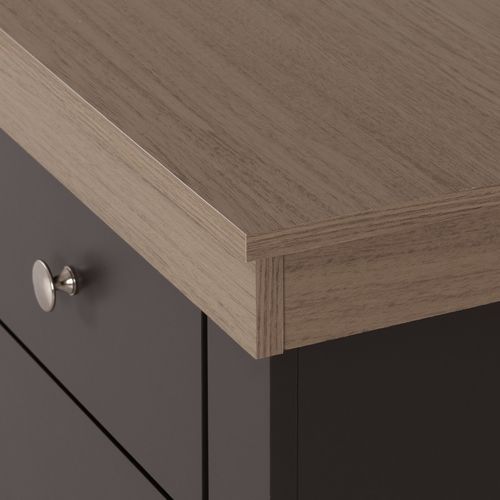 Buffet Bas 3 Portes 2 Tiroirs Chêne Et Gris Corniche L 122 P 81.3 P 39.7 Cm