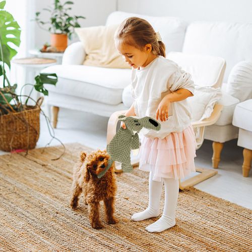 Jouet Chien Indestructible Loup Olive En Velours Ananas, Résistant Et Facile À Nettoyer