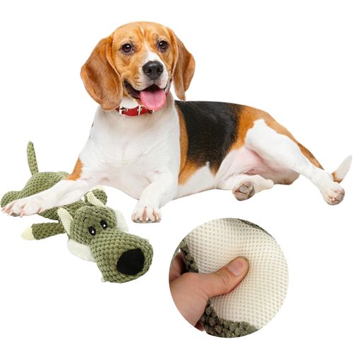 Jouet Chien Indestructible Loup Olive En Velours Ananas, Résistant Et Facile À Nettoyer