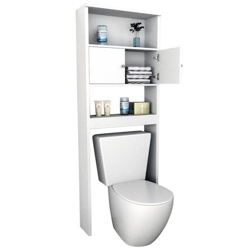 Armoire Wc 2 Portes Blanches 2 Niches L 65 H 175 P 22 Cm