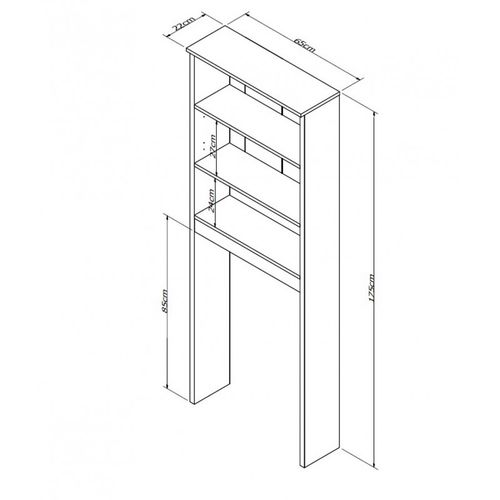 Armoire Wc 2 Portes Blanches 2 Niches L 65 H 175 P 22 Cm