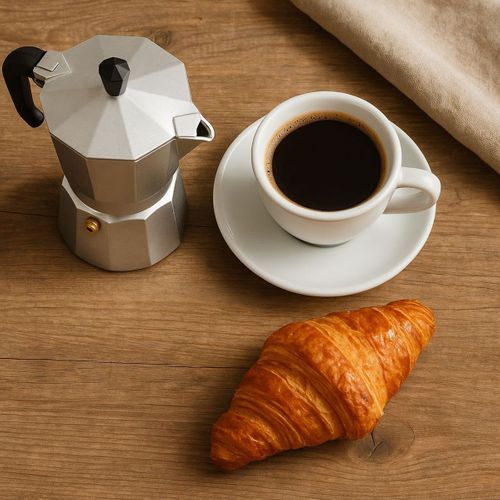 Cafetière Italienne Moka 9 Tasses - Aluminium Mat, Poignée Résistante